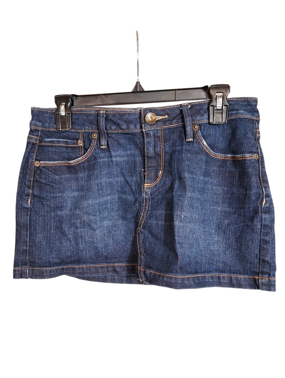 Bullhead Denim Mini Skirt Size 7 Dark Wash Jean Skirt